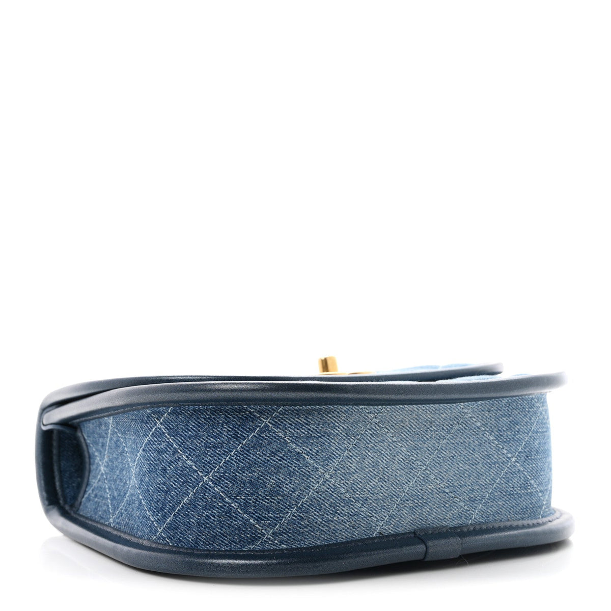 Washed Denim Quilted Small Messenger Flap Blue