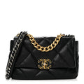 Goatskin Quilted Medium Chanel 19 Flap Black