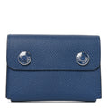 Epsom Hermesnap Card Holder Bleu Tie