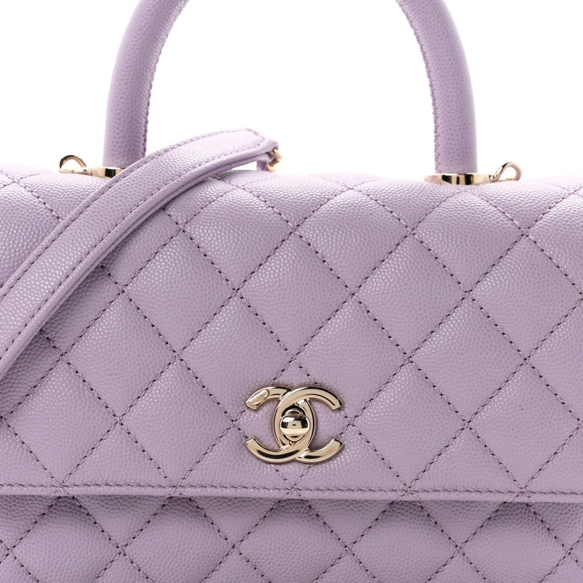 Caviar Quilted Mini Coco Handle Flap Light Purple