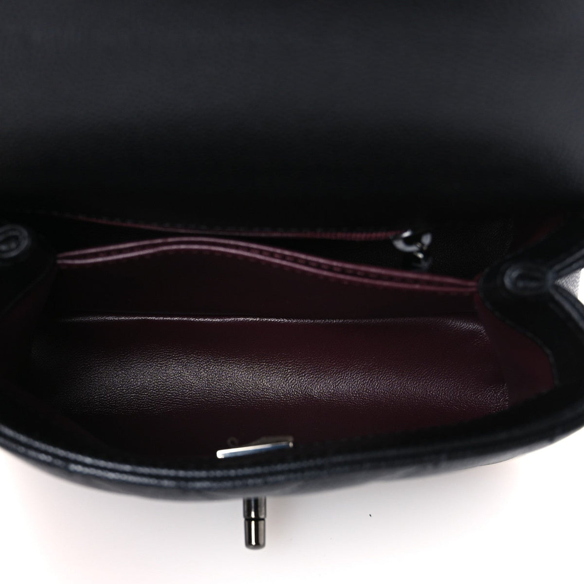 Caviar Chevron Quilted Extra Mini Coco Handle Flap So Black