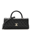 Caviar Quilted Maxi East West Coco Handle Flap Black