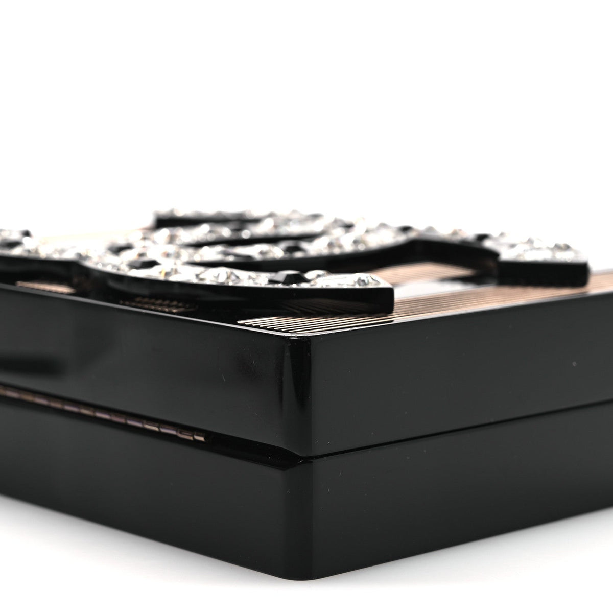 Plexiglass Crystal CC Minaudiere Clutch Black Copper