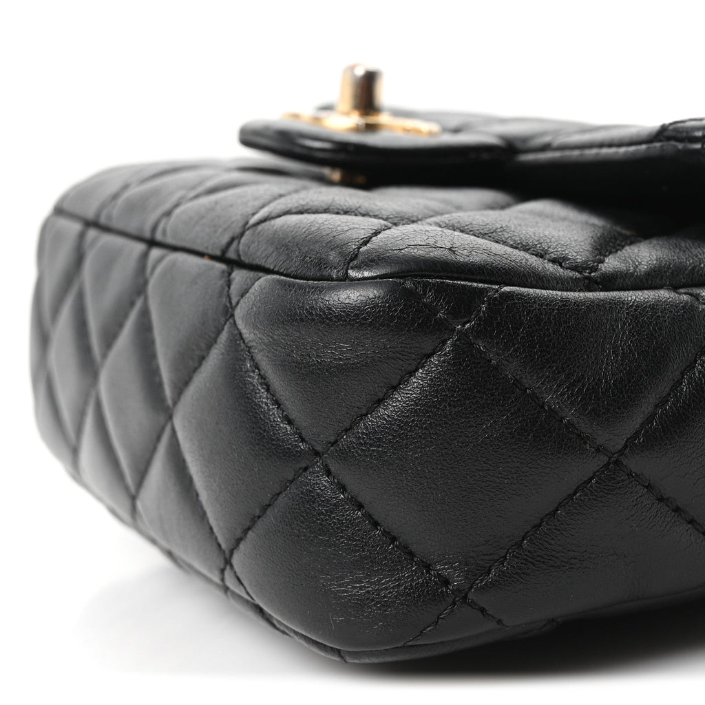 Lambskin Enamel Quilted Mini Coco Hearts Square Flap Black