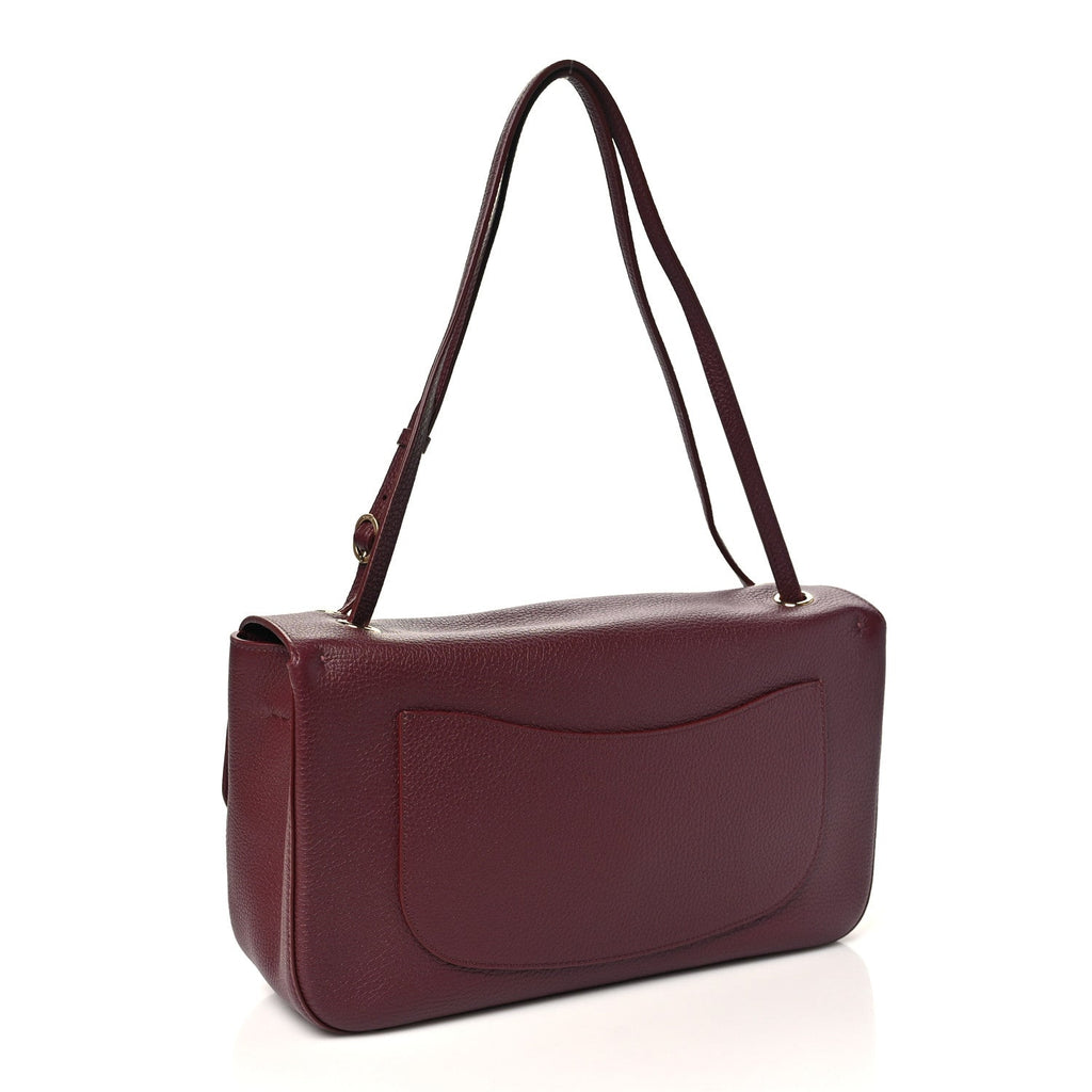 Grained Calfskin Small Souplissimo Maxi Flap Burgundy