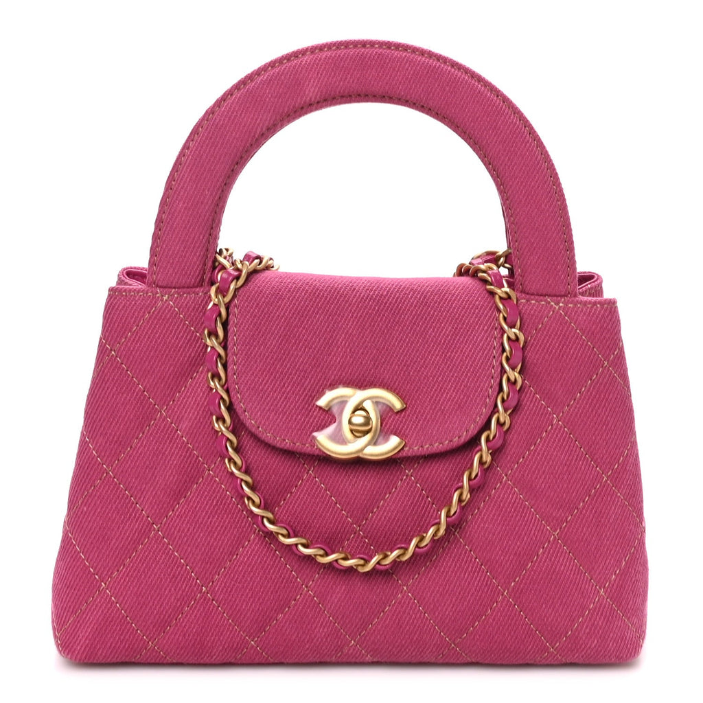 Denim Quilted Nano Kelly Shopper Fuchsia