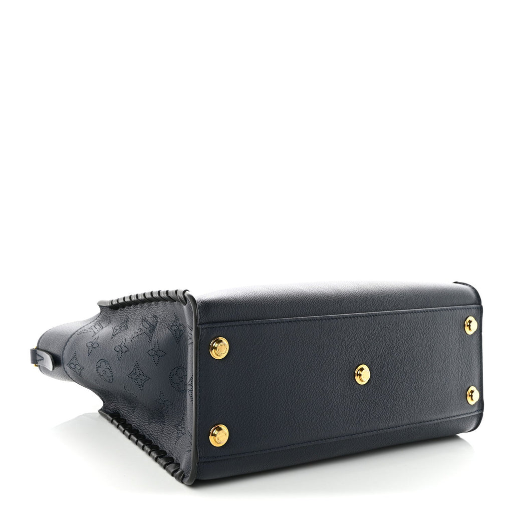Calfskin Mahina Braided On My Side MM Navy Blue