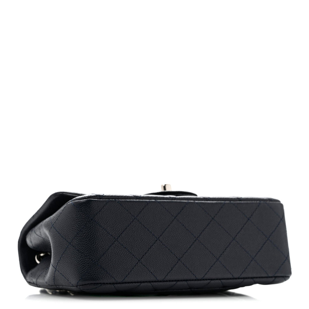 Caviar Quilted Mini Rectangular Flap Navy