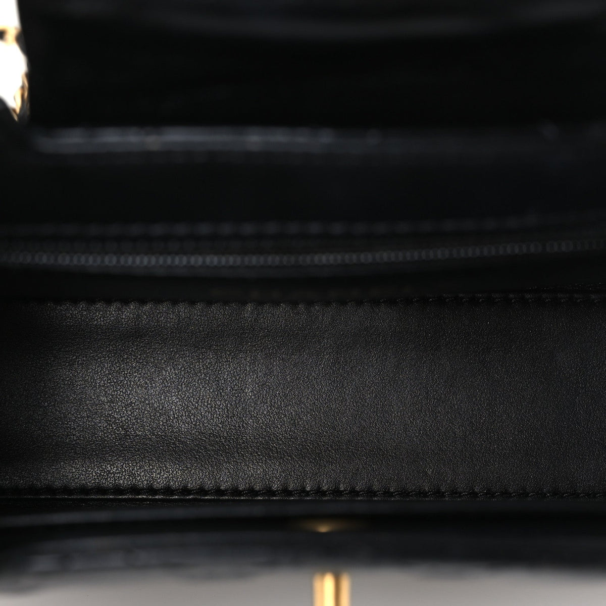 Shiny Aged Calfskin Quilted Nano Kelly Shopper Black