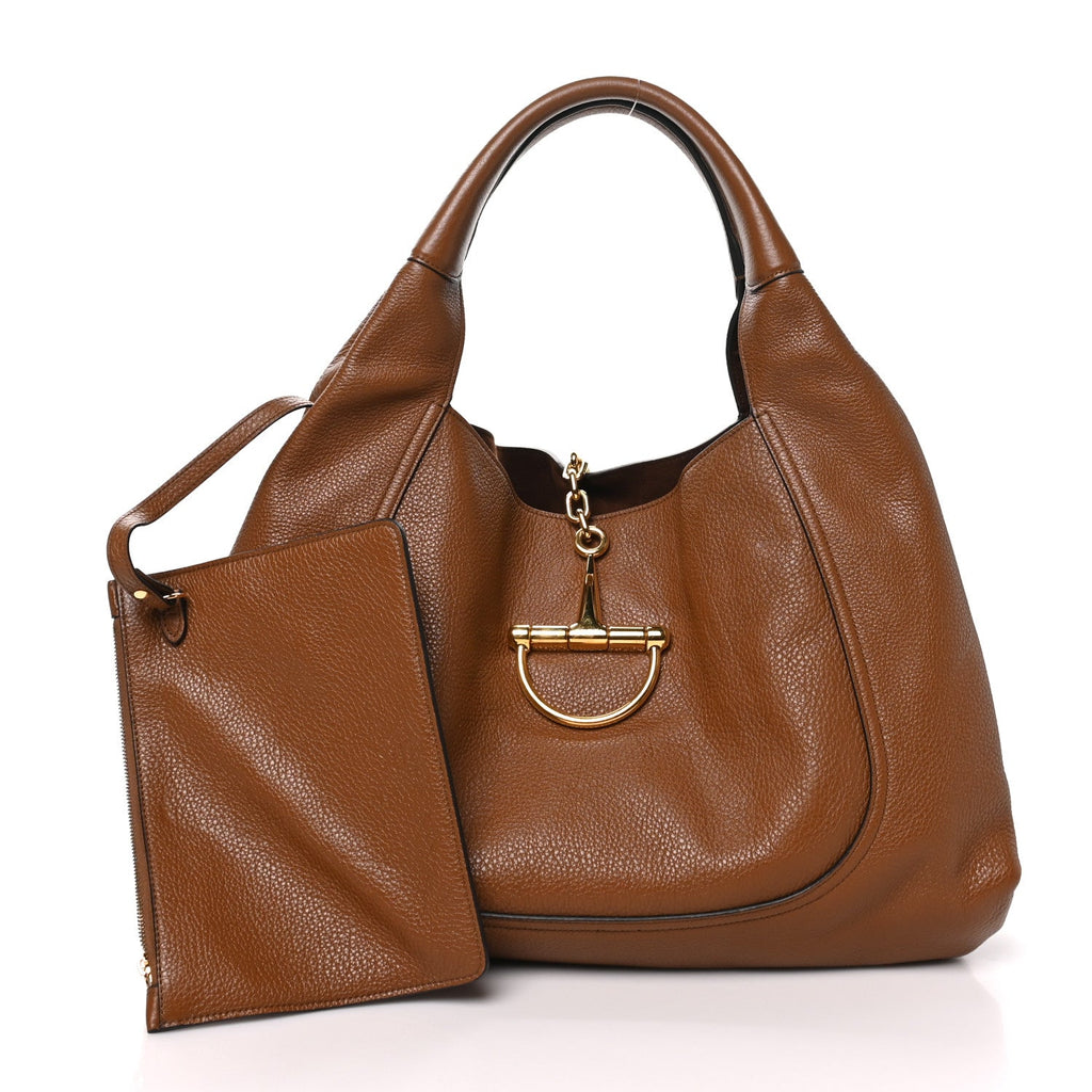 Grained Calfskin Softbit Maxi Shoulder Bag Brown