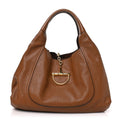 Grained Calfskin Softbit Maxi Shoulder Bag Brown