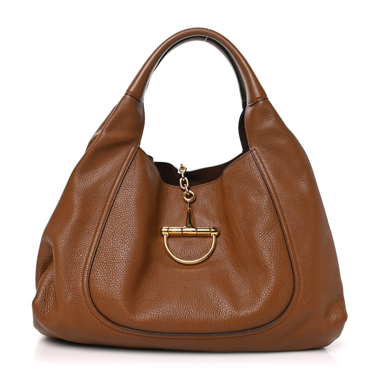 Grained Calfskin Softbit Maxi Shoulder Bag Brown