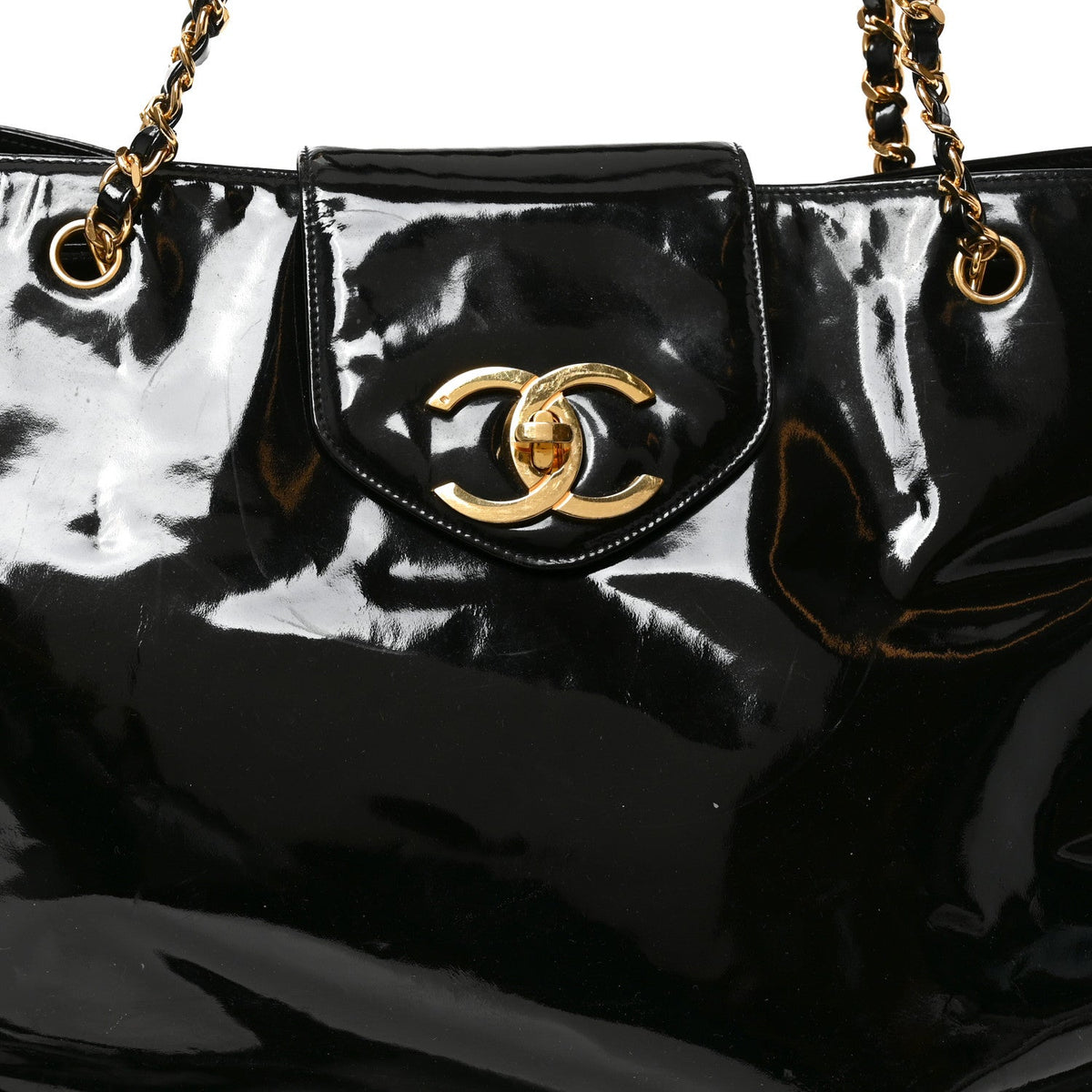 Patent Calfskin XL Weekender Bag Black