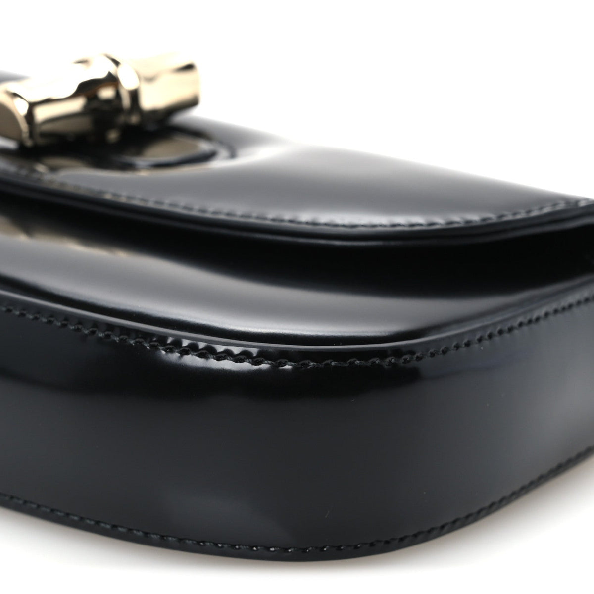 Shiny Calfskin Small Bamboo Night Bag Black
