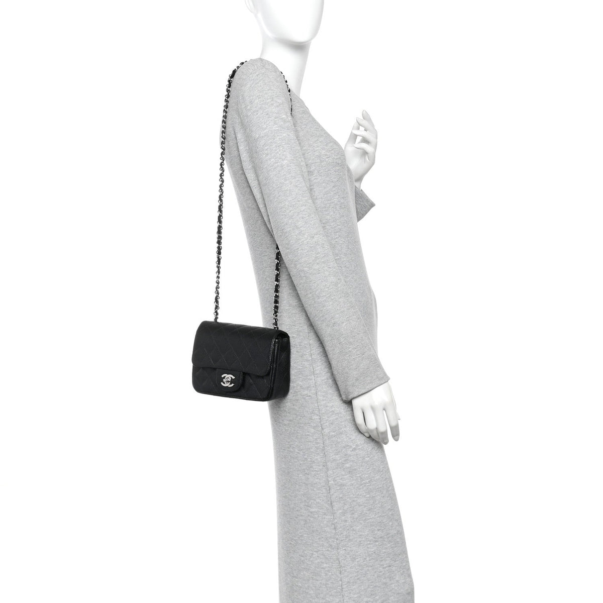 Caviar Quilted Mini Square Flap Black