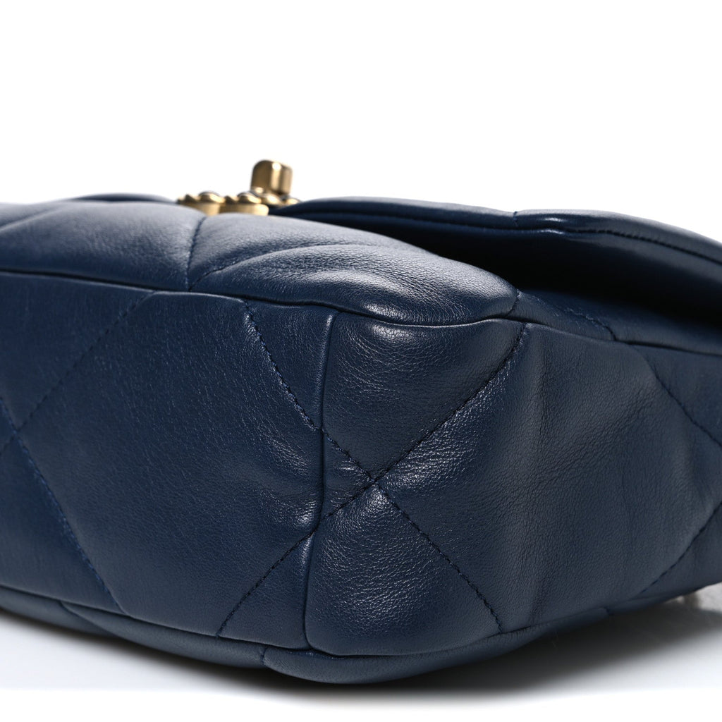 Lambskin Quilted Medium Chanel 19 Flap Navy Blue
