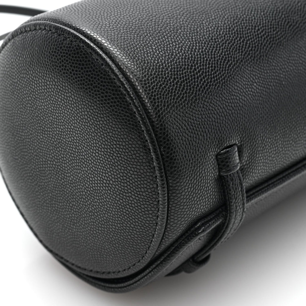 Shiny Caviar Preppy Coco Small Bowling Bag Black