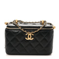 Calfskin Quilted Perfect Fit Vanity Case With Chain Black