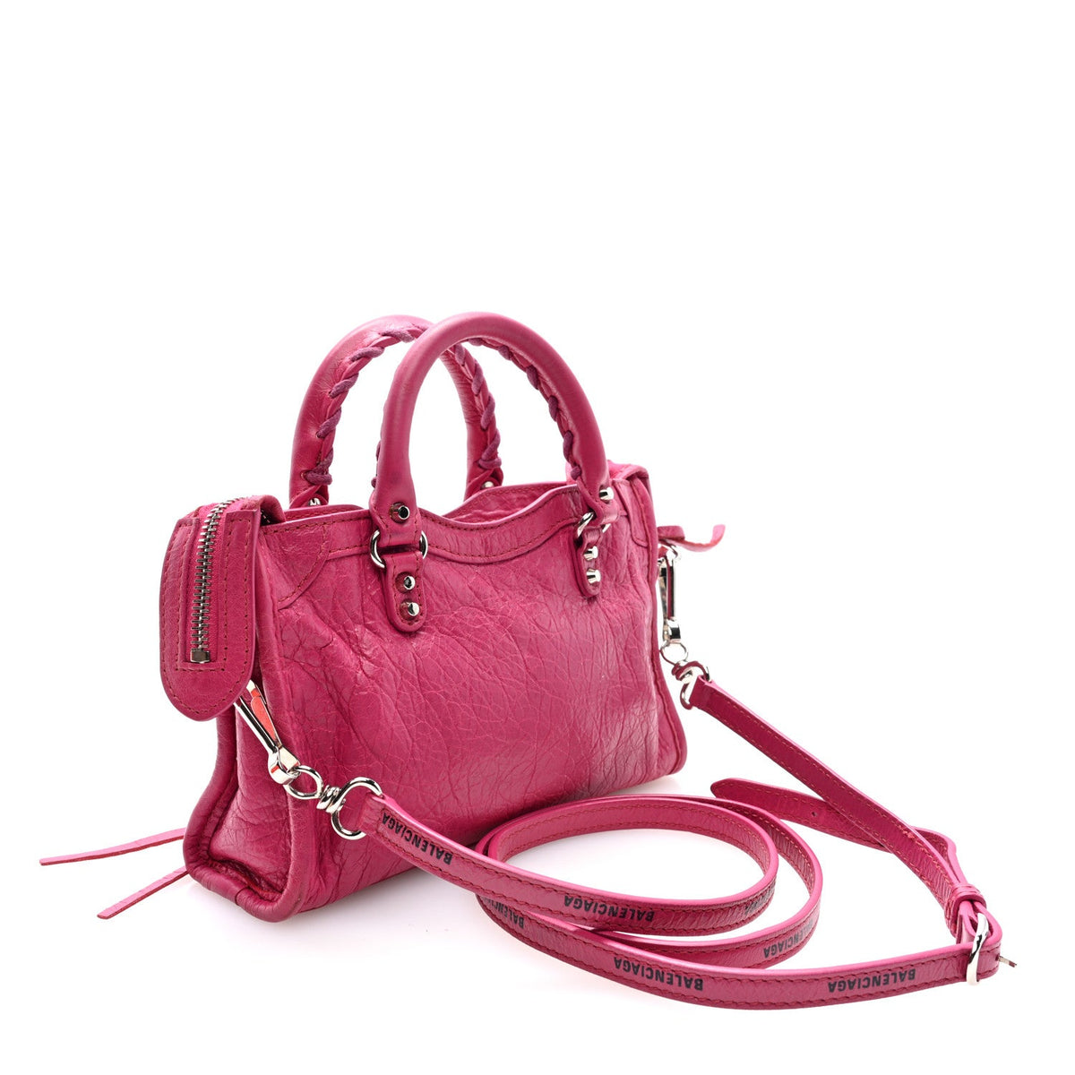 Agneau Arena Silver Hardware Nano Le City Fuchsia