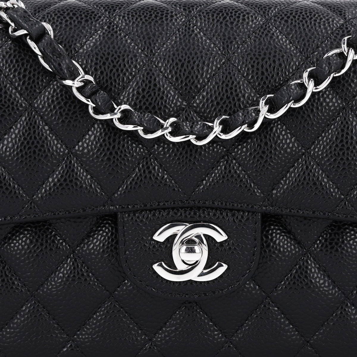 Caviar Quilted Small Double Flap Black