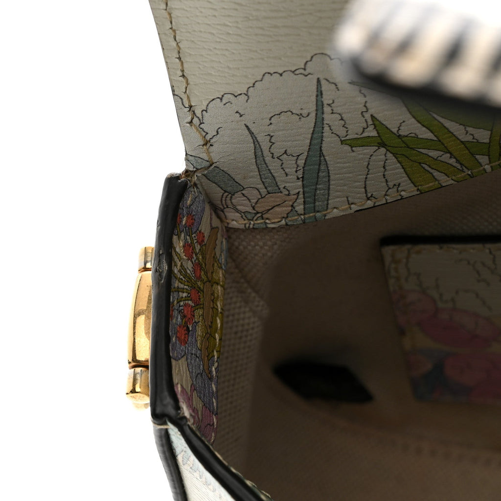 New Shangai Calfskin Tiger Savanah Web Mini Horsebit 1955 Shoulder Bag Chalky White Multicolor
