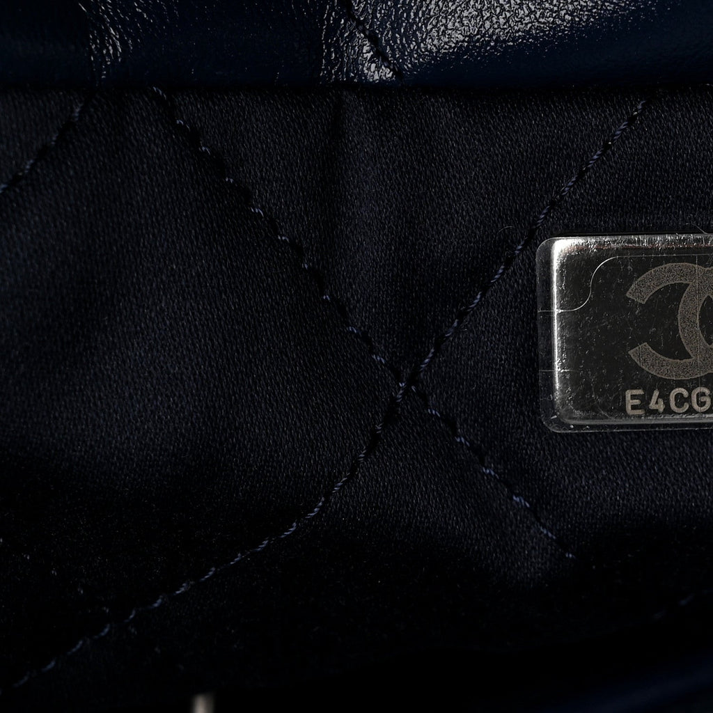 Shiny Calfskin Quilted Small Chanel 22 Navy