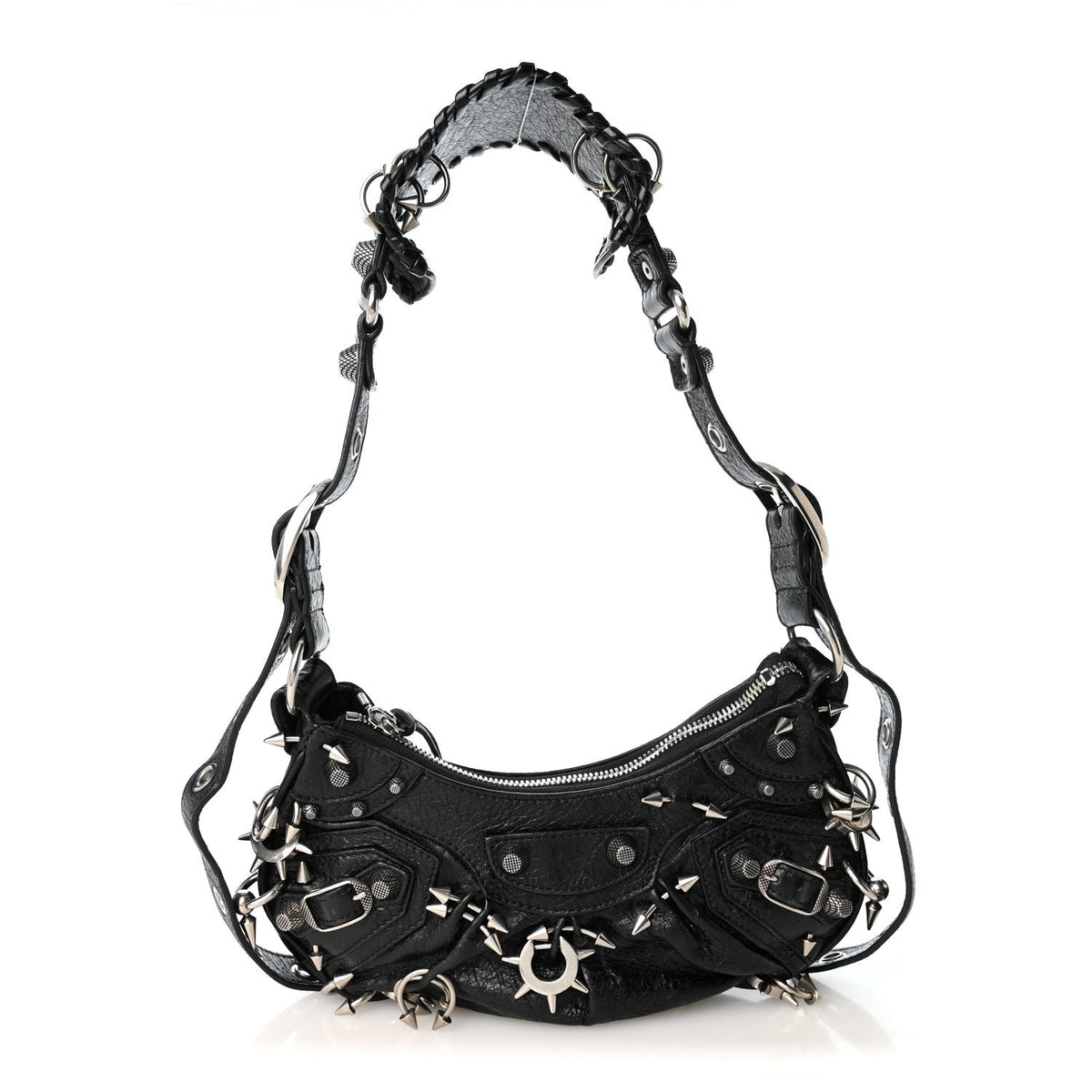 Agneau Arena Pierced Le Cagole Shoulder Bag XS Black