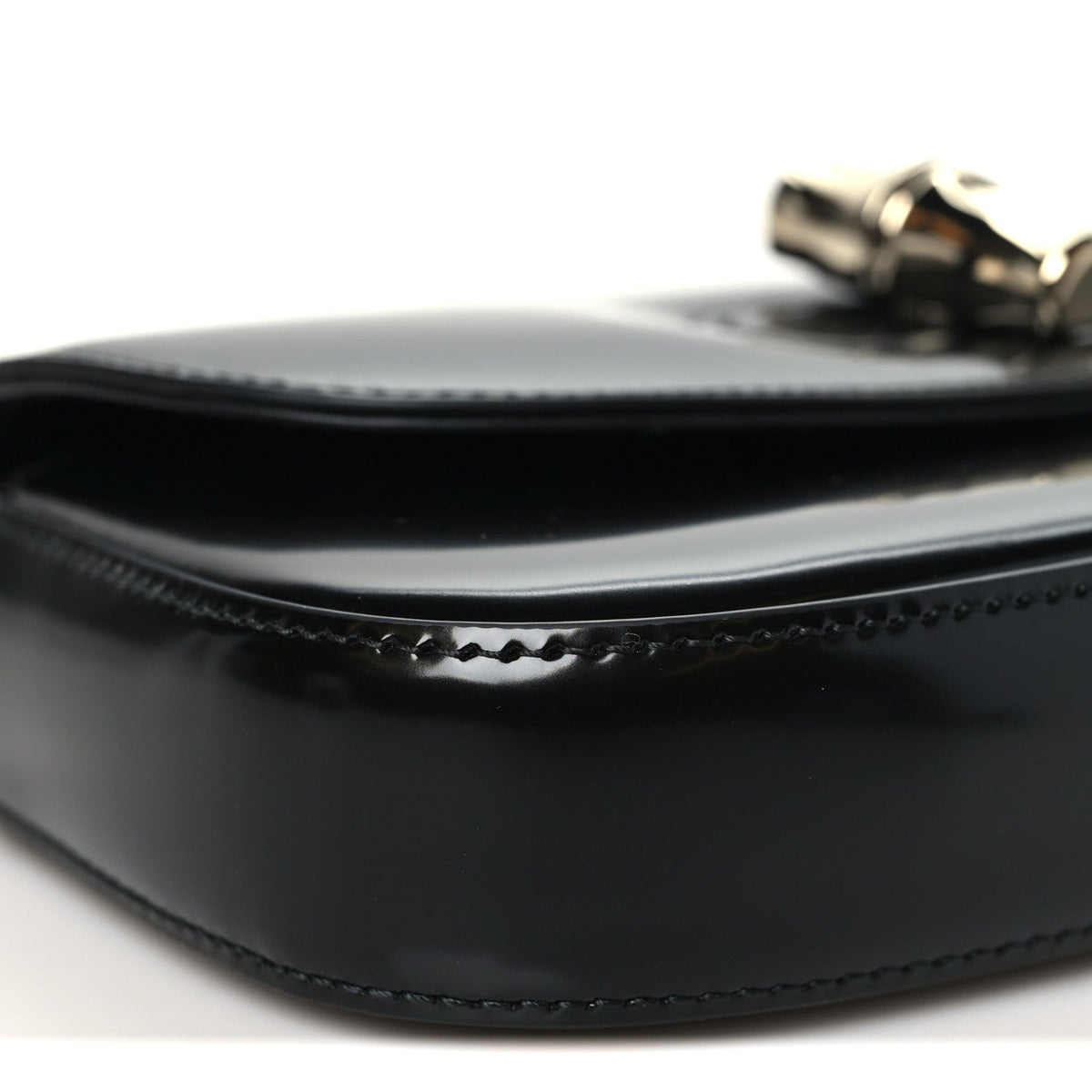 Shiny Calfskin Small Bamboo Night Bag Black