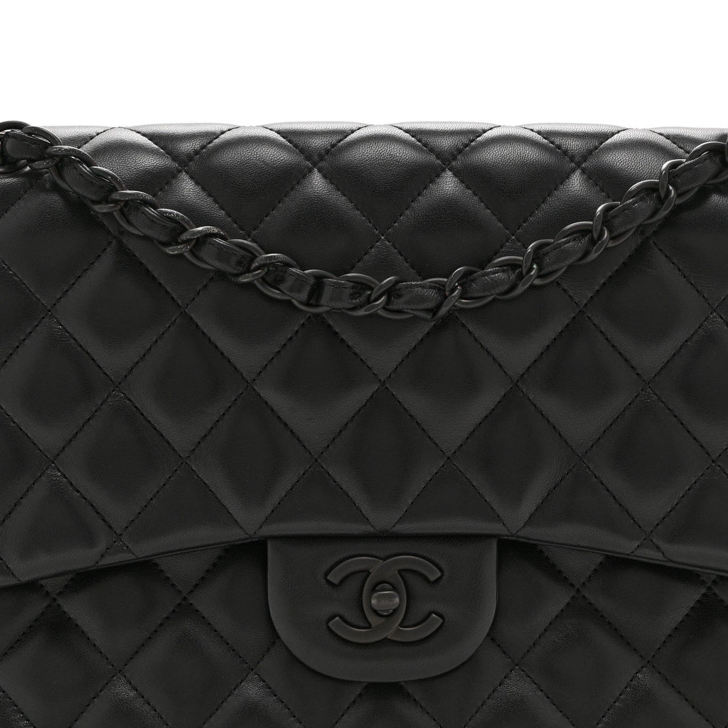 Lambskin Quilted Jumbo Double Flap So Black