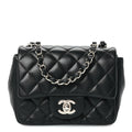 Lambskin Quilted Mini Square Flap Black