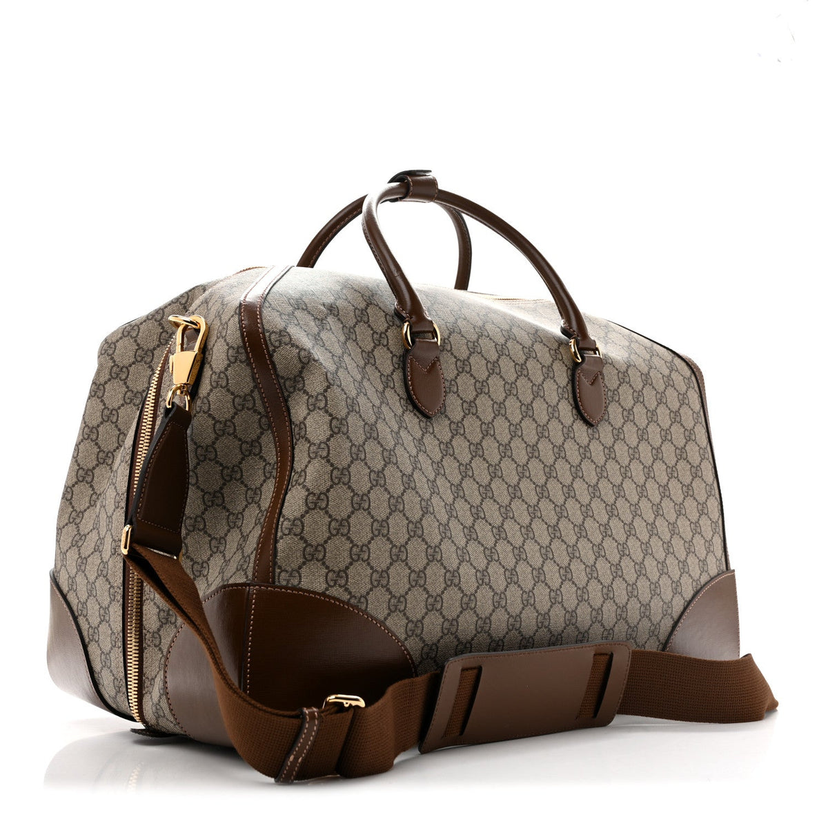 GG Supreme Monogram Azalea Calfskin Retro Interlocking G Large Duffle Bag Beige Ebony Brown Sugar