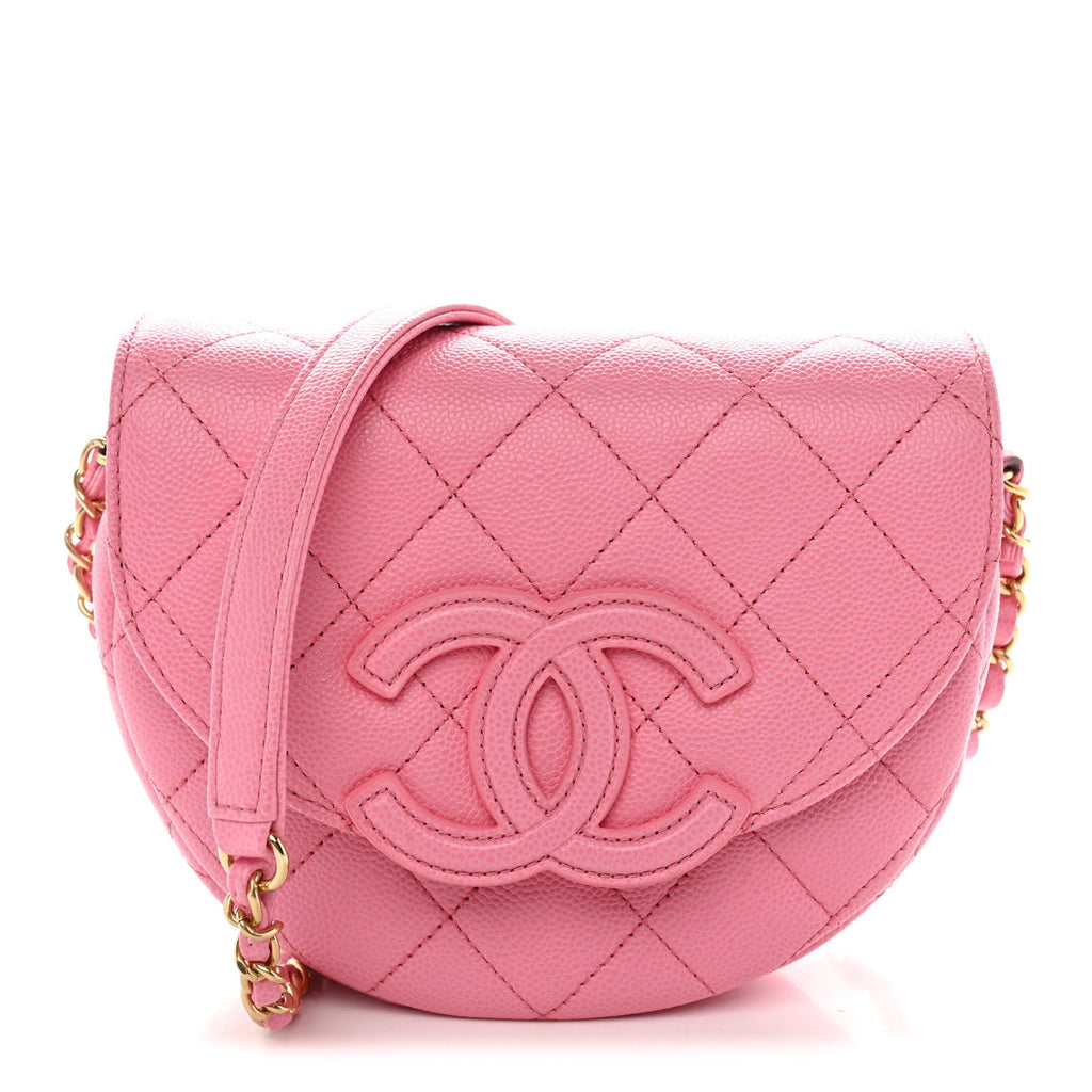 Caviar Quilted Mini Messenger Flap Light Pink