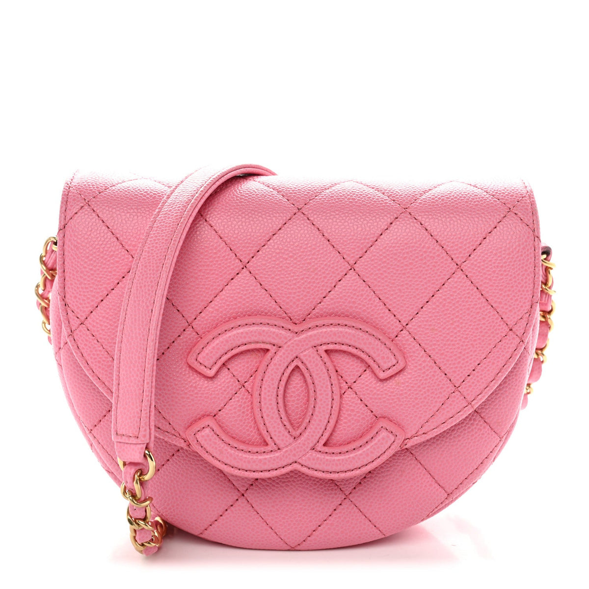 Caviar Quilted Mini Messenger Flap Light Pink