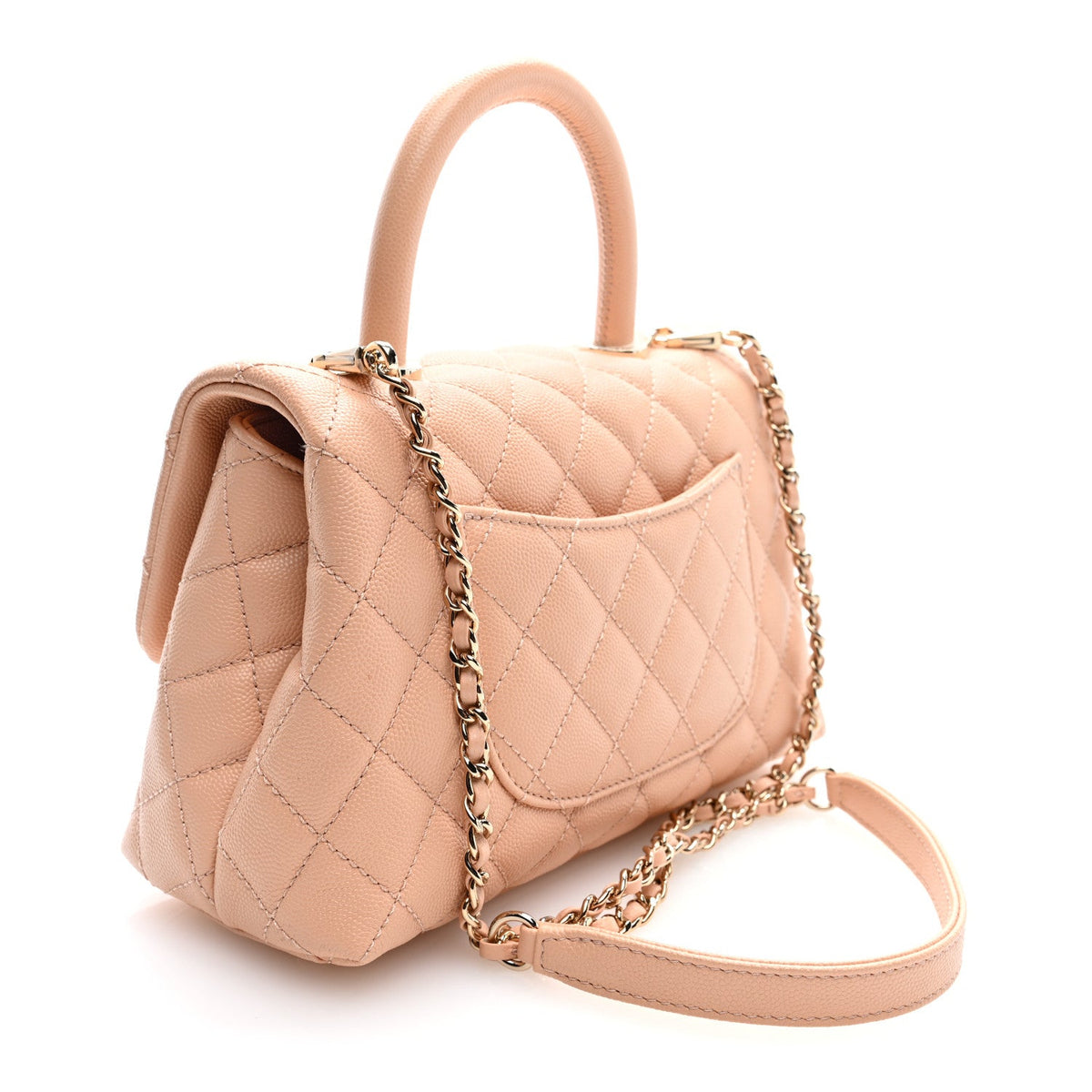 Caviar Quilted Mini Coco Handle Flap Light Pink
