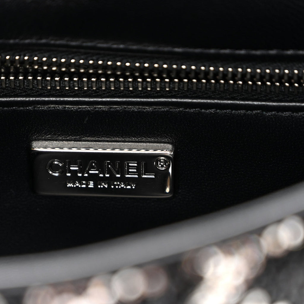 Satin Crystal Diamante Houndstooth Small Flap Black