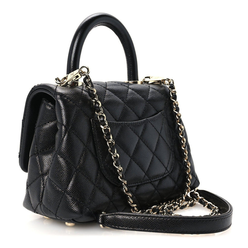 Caviar Quilted Extra Mini Coco Handle Flap Black