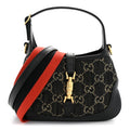 Jacquard Black Denim GG Monogram Textured Dollar Calfskin Mini Jackie 1961 Hobo Black Ivory