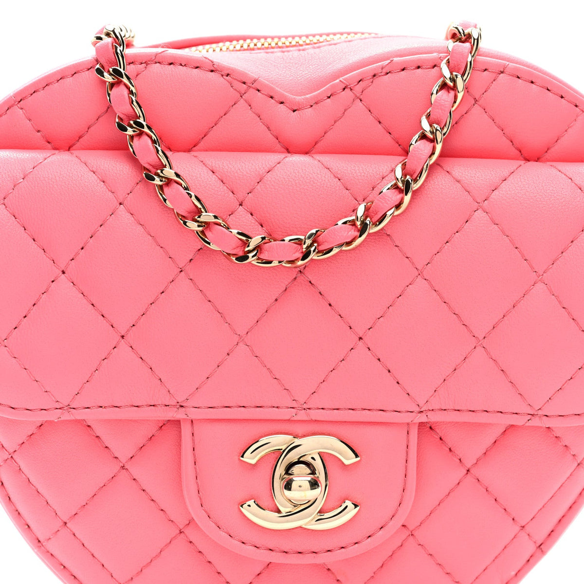 Lambskin Quilted CC In Love Heart Bag Pink
