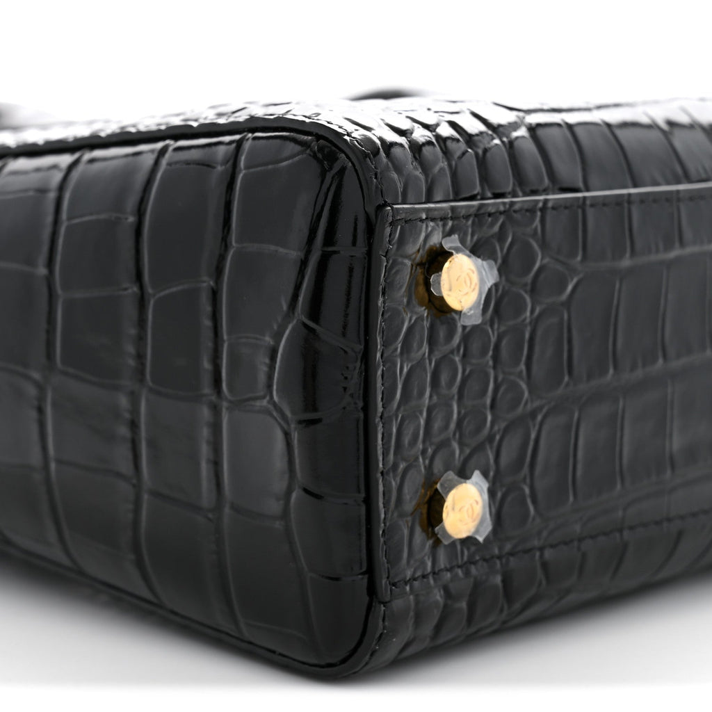 Calfskin Crocodile Embossed Small Archetype Black