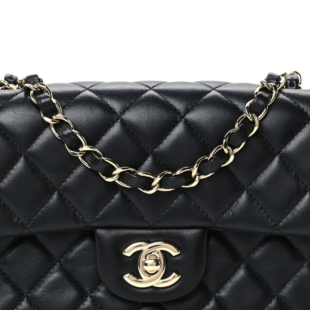 Lambskin Quilted Mini Rectangular Flap Black