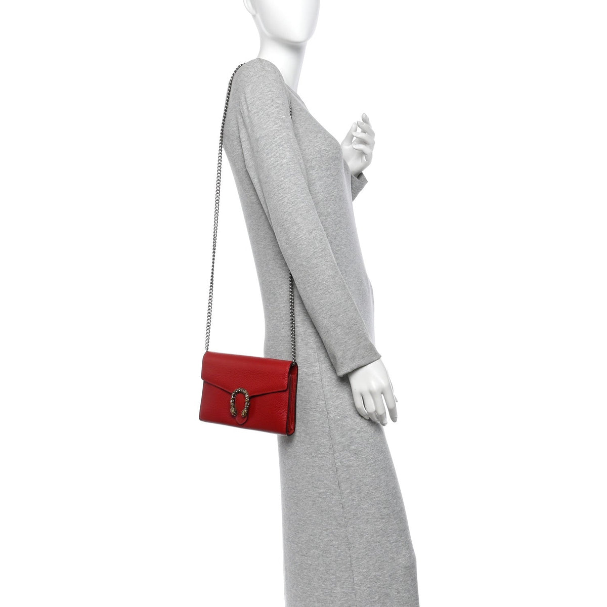 Calfskin Mini Dionysus Chain Wallet Hibiscus Red