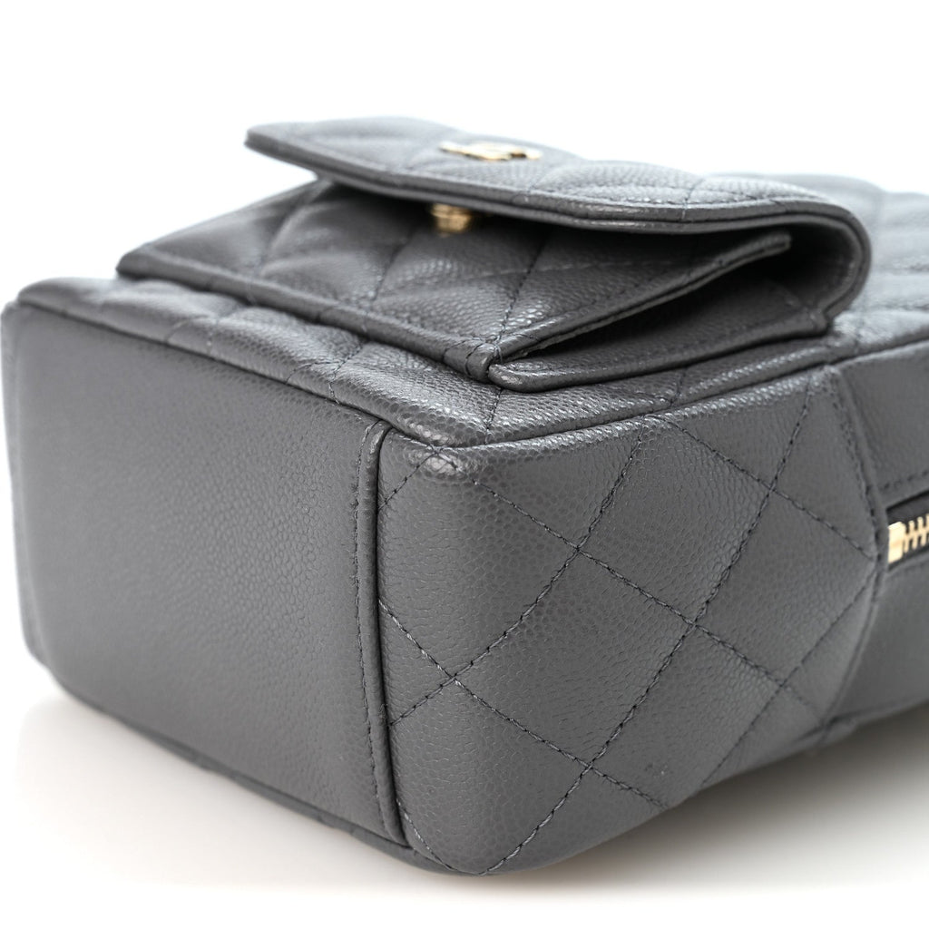 Caviar Quilted CC Mini Classic Backpack Grey