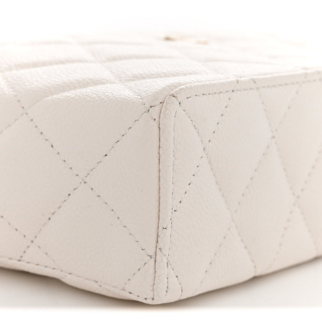 Caviar Quilted Top Handle Slim Vanity With Chain White