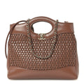 Shiny Lambskin Patent Calfskin Quilted Mini 31 Shopping Bag Brown