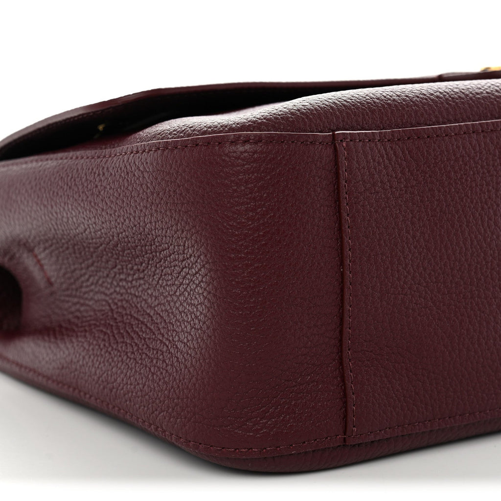 Grained Calfskin Small Souplissimo Maxi Flap Burgundy