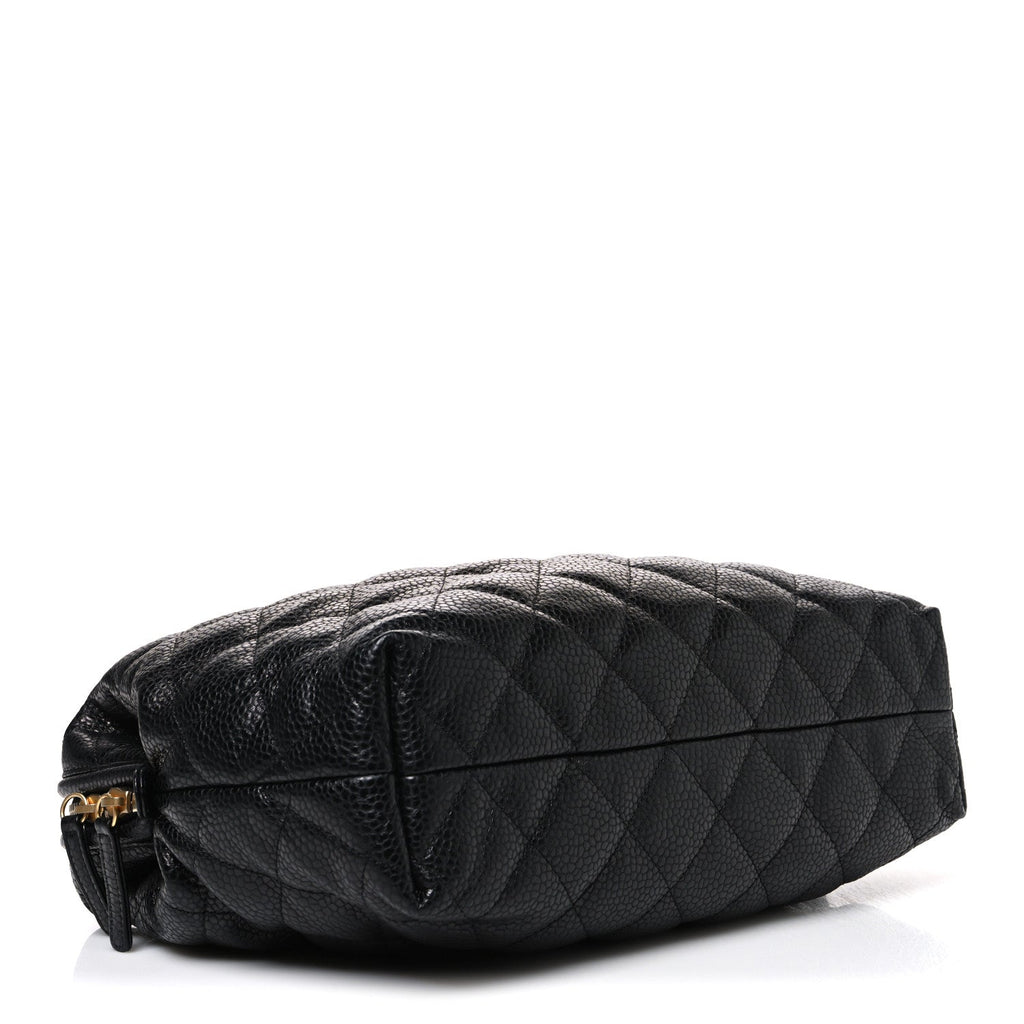Shiny Caviar Quilted Large Bowling Bag Black Black