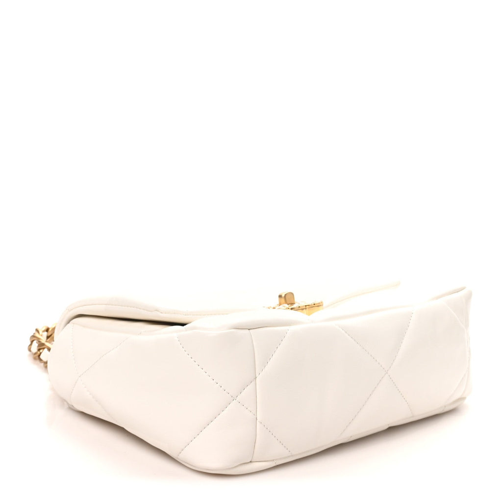 Lambskin Quilted Medium Chanel 19 Flap White