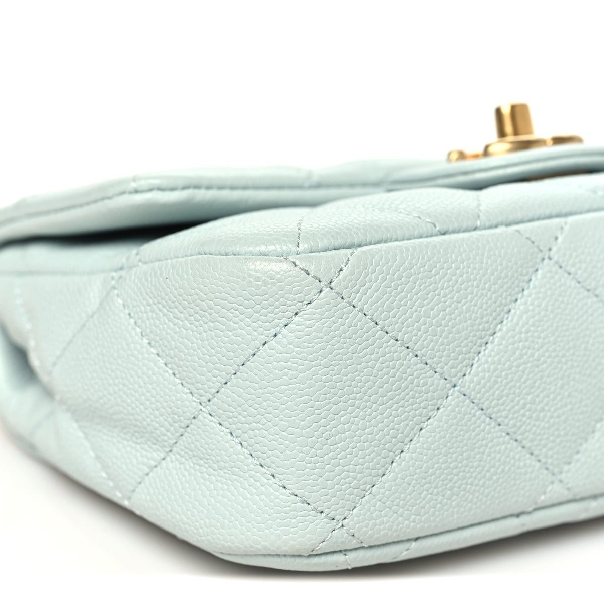 Caviar Quilted Mini Sweetheart Flap Light Blue