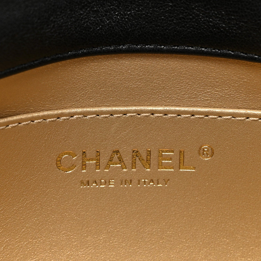 Lambskin Quilted Pearl Mini Flap Black Black
