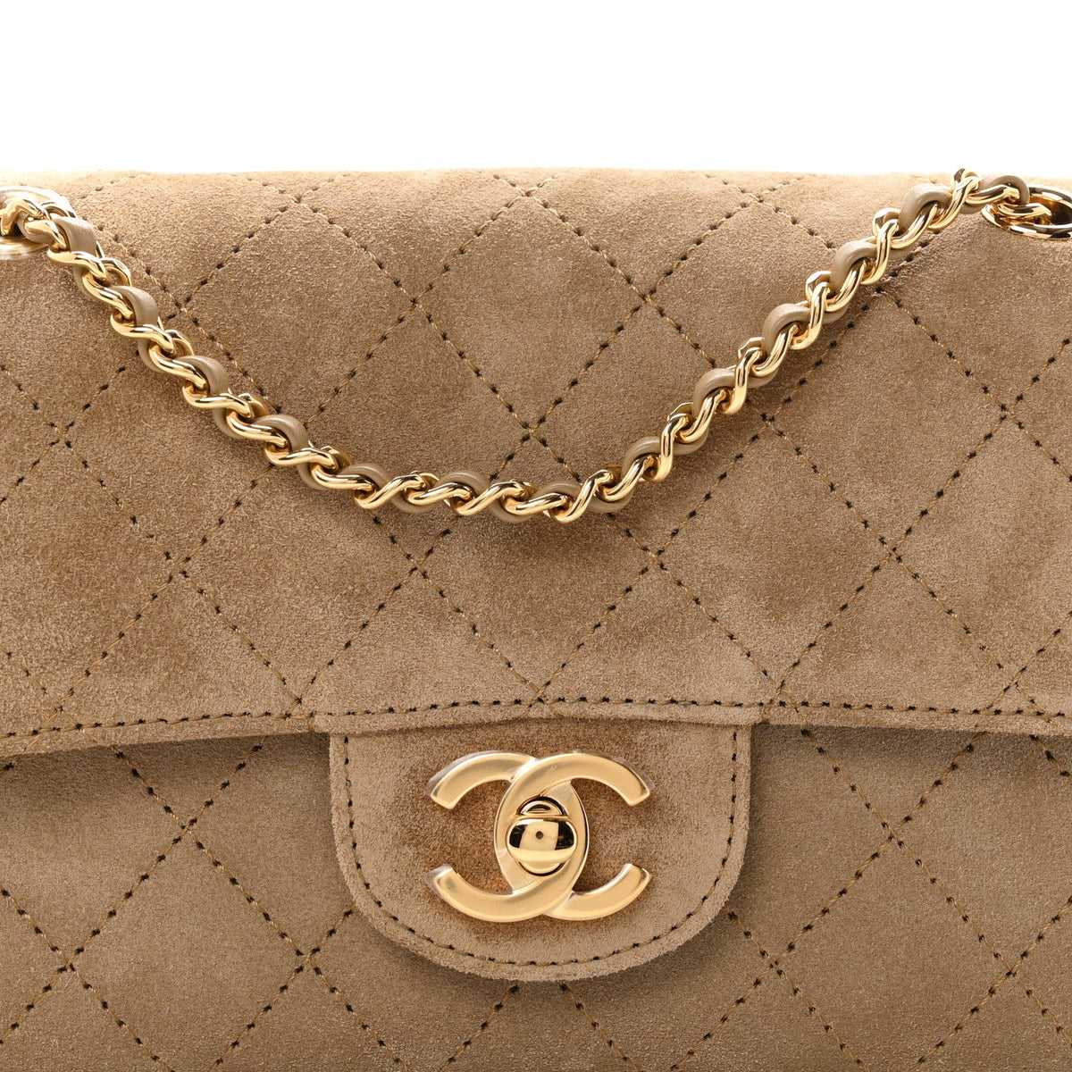 Suede Calfskin Mini Souplissimo Flap Dark Beige